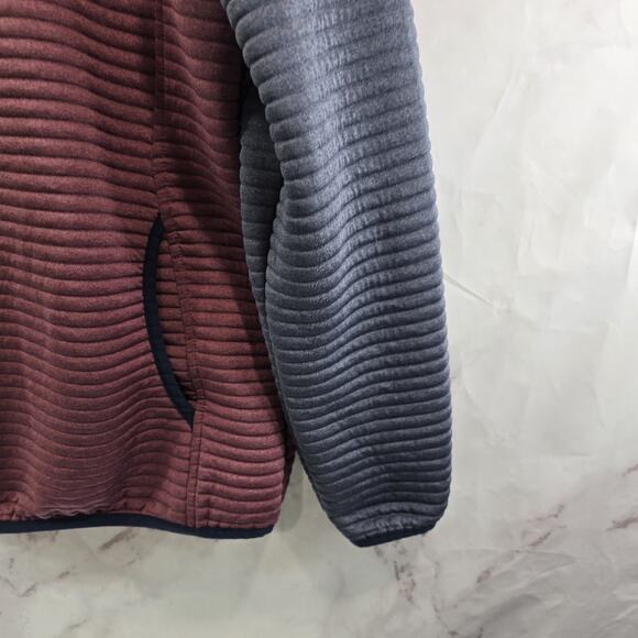 LL Bean Pullover Womens Medium Gray Red Airlight Colorblock Quilted Sweatshirt - Picture 4 of 10